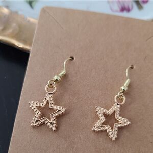 New Handcrafted Star Dangle Earrings on 14K Gold Plated Hooks